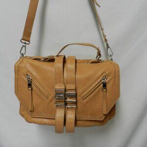 Treesje Vintage Leather camel brown Satchel Shoulder Bag Purse Messenger Clean